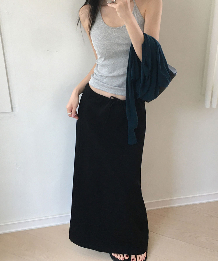 Aラインマキシロングスカート BLACK