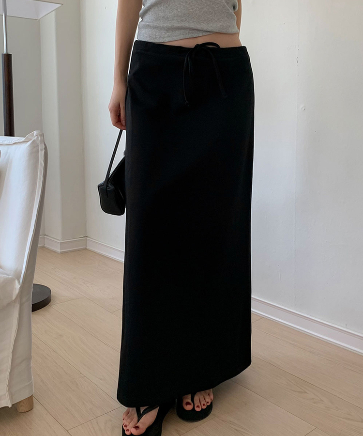 Aラインマキシロングスカート BLACK