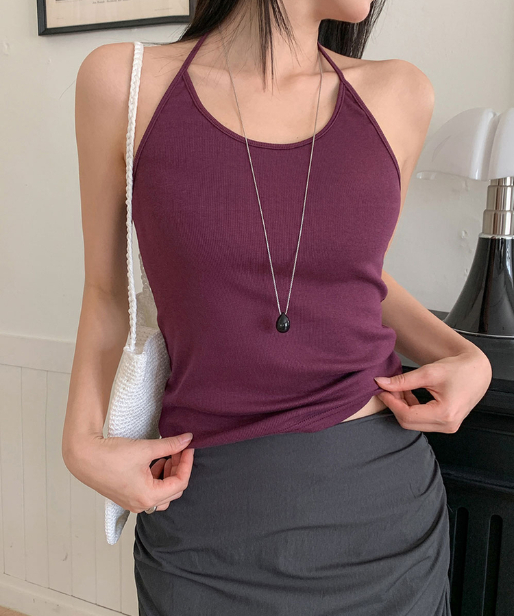 ホルターネックレイヤードキャミソール(5color) PURPLE