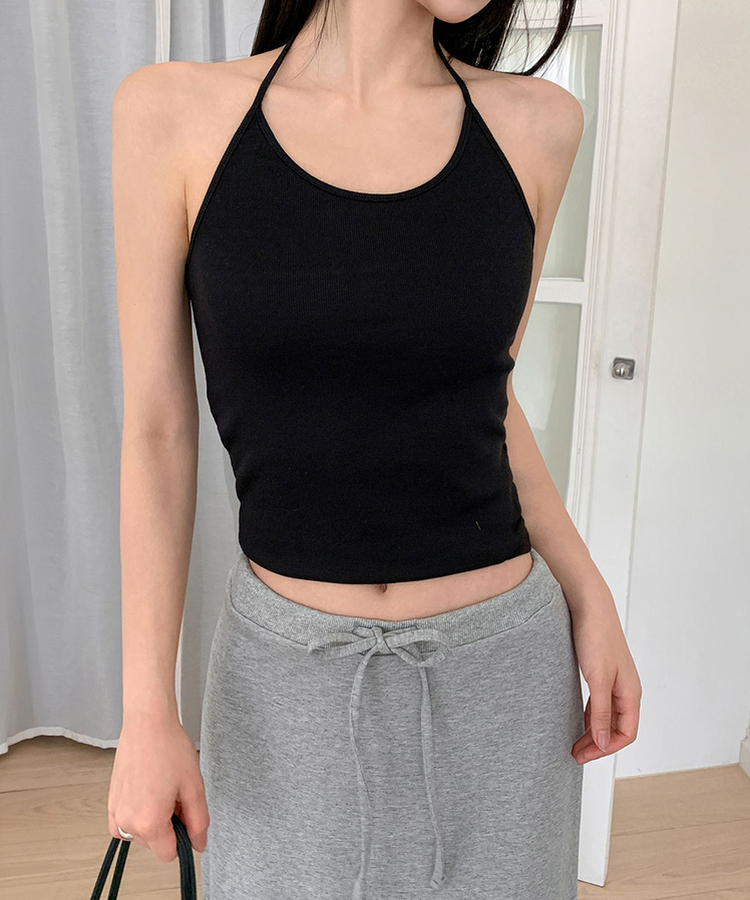 ホルターネックレイヤードキャミソール(5color) BLACK