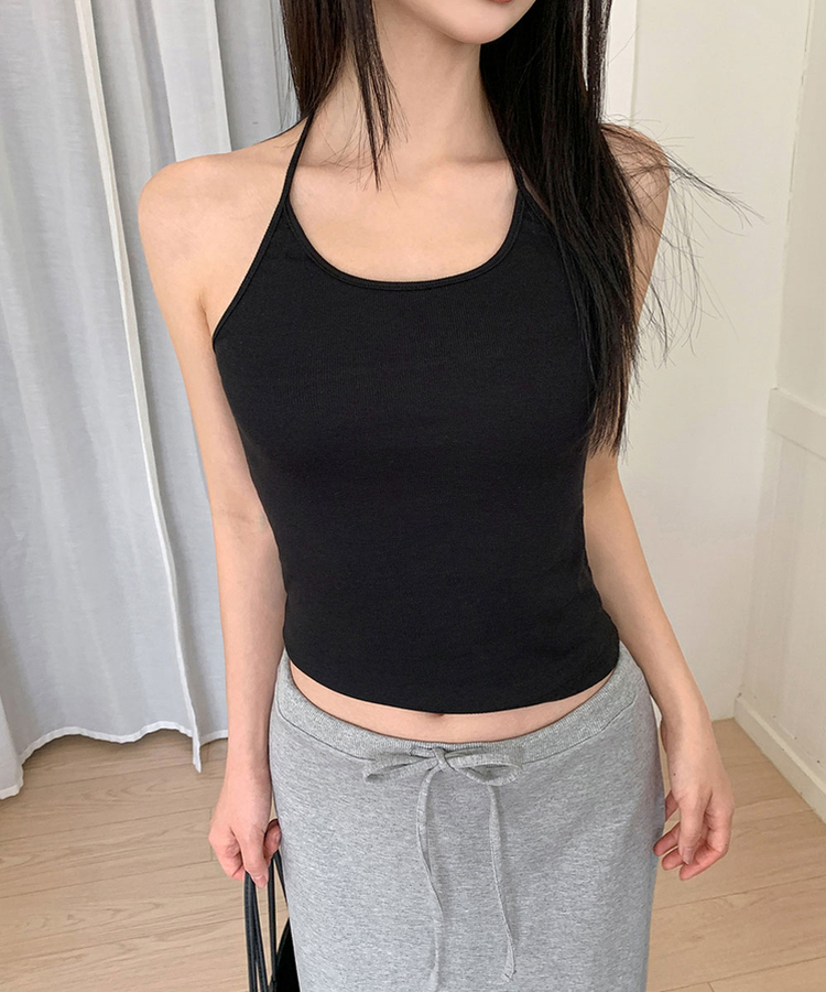 ホルターネックレイヤードキャミソール(5color) BLACK