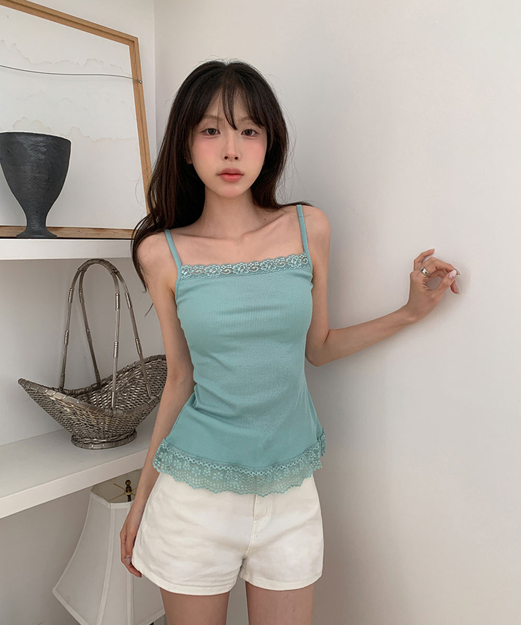 レースレイヤードキャミソール(7color) MINT
