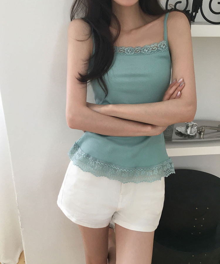 レースレイヤードキャミソール(7color) MINT