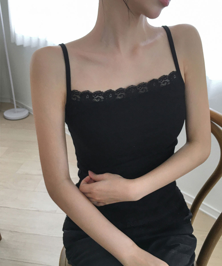 レースレイヤードキャミソール(7color) BLACK