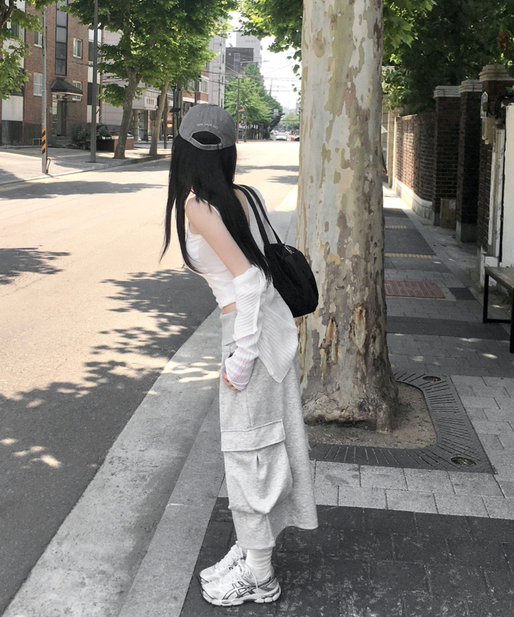 フォールドカーゴバミューダワイドパンツ GREY