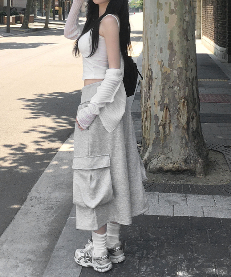 フォールドカーゴバミューダワイドパンツ GREY