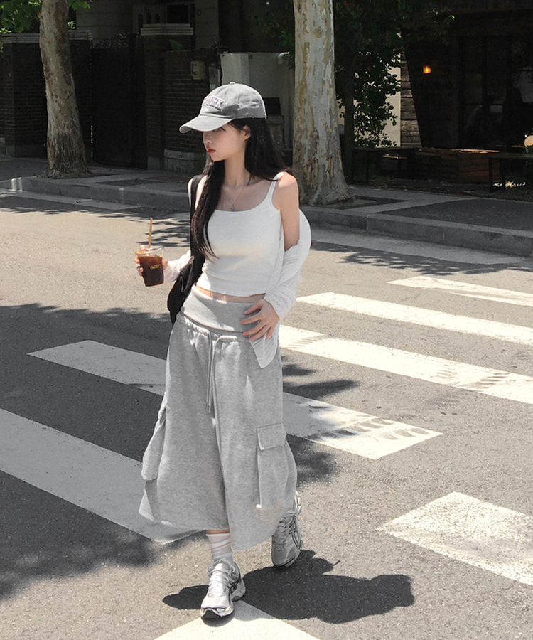 フォールドカーゴバミューダワイドパンツ GREY