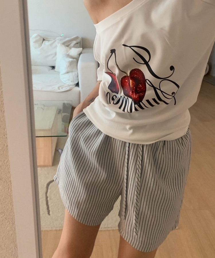 ストライプバンディングショートパンツ NAVY