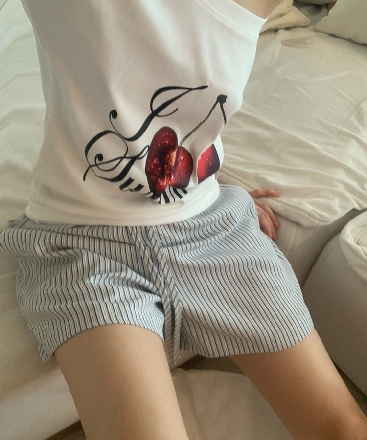 ストライプバンディングショートパンツ NAVY