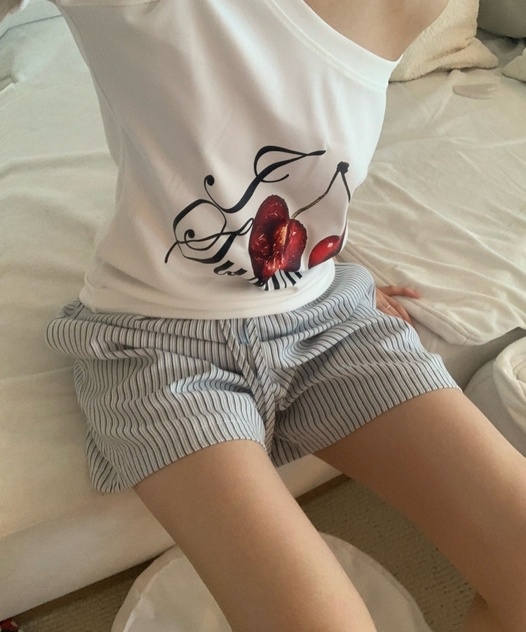 ストライプバンディングショートパンツ NAVY