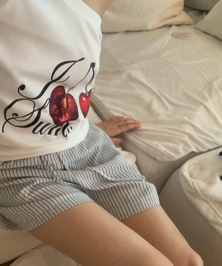 ストライプバンディングショートパンツ NAVY
