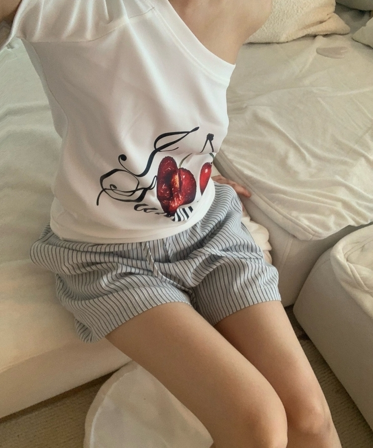 ストライプバンディングショートパンツ NAVY
