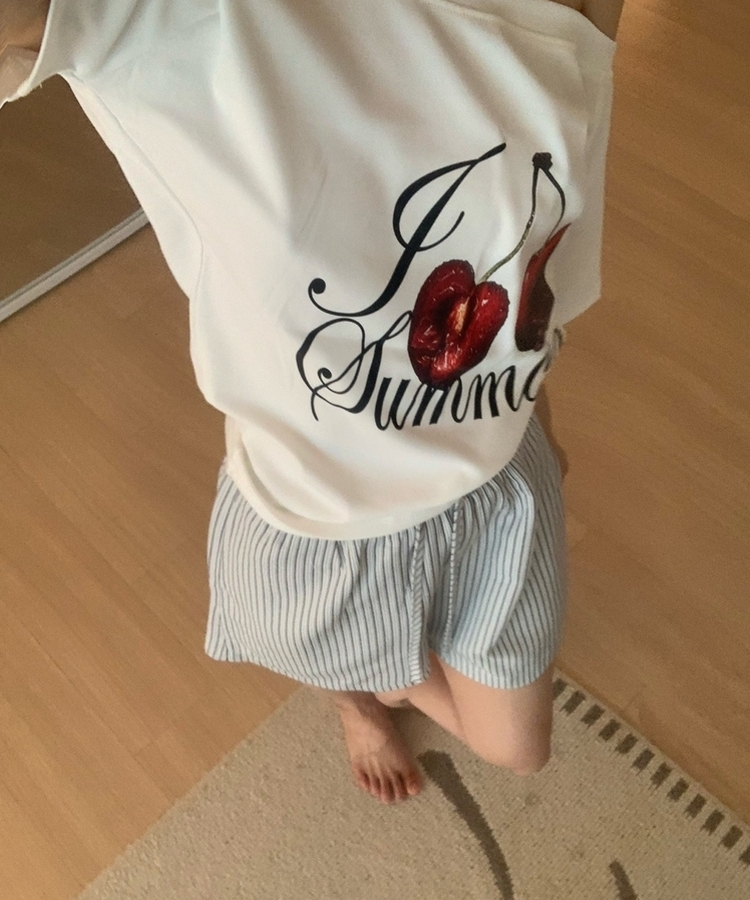ストライプバンディングショートパンツ NAVY