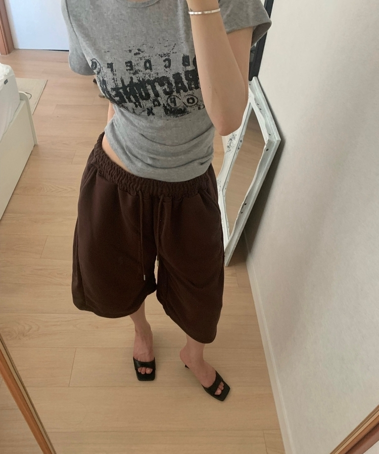 サイドシャーリングレタリング半袖Tシャツ MELANGE