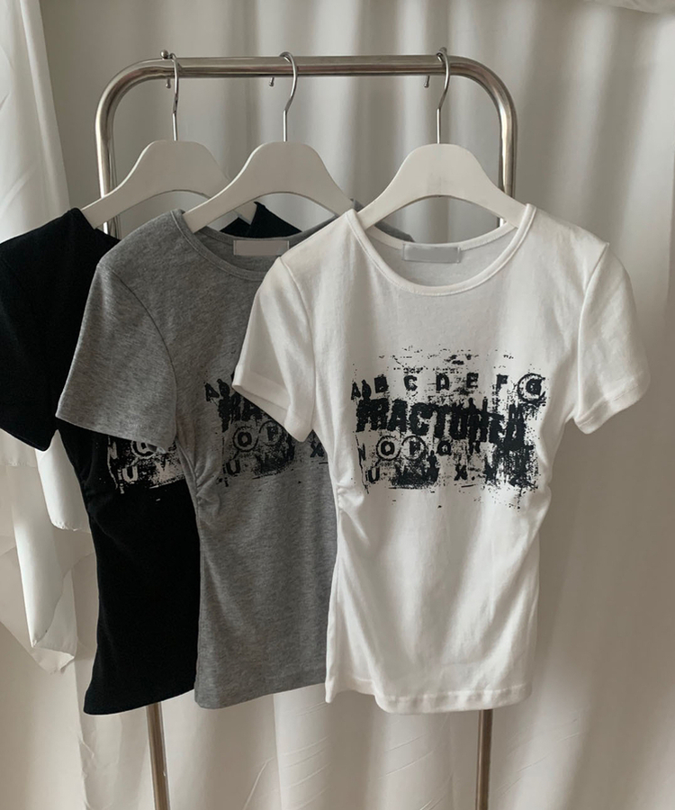 サイドシャーリングレタリング半袖Tシャツ