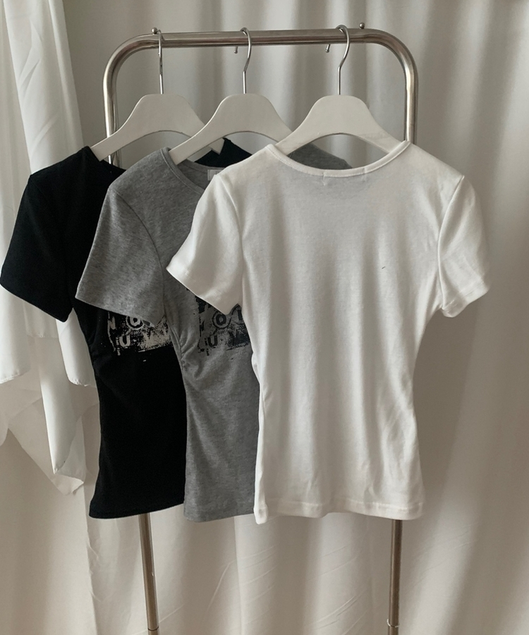 サイドシャーリングレタリング半袖Tシャツ