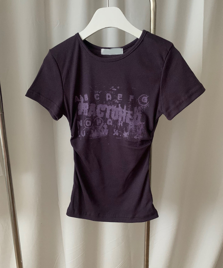 サイドシャーリングレタリング半袖Tシャツ