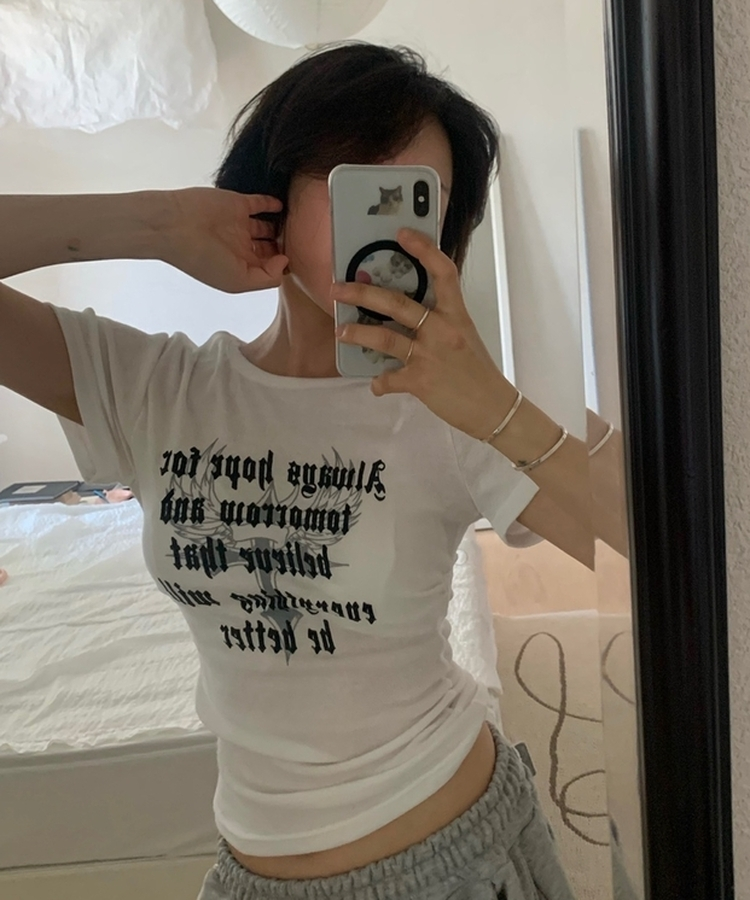 サイドシャーリングクロス半袖Tシャツ(5color) IVORY