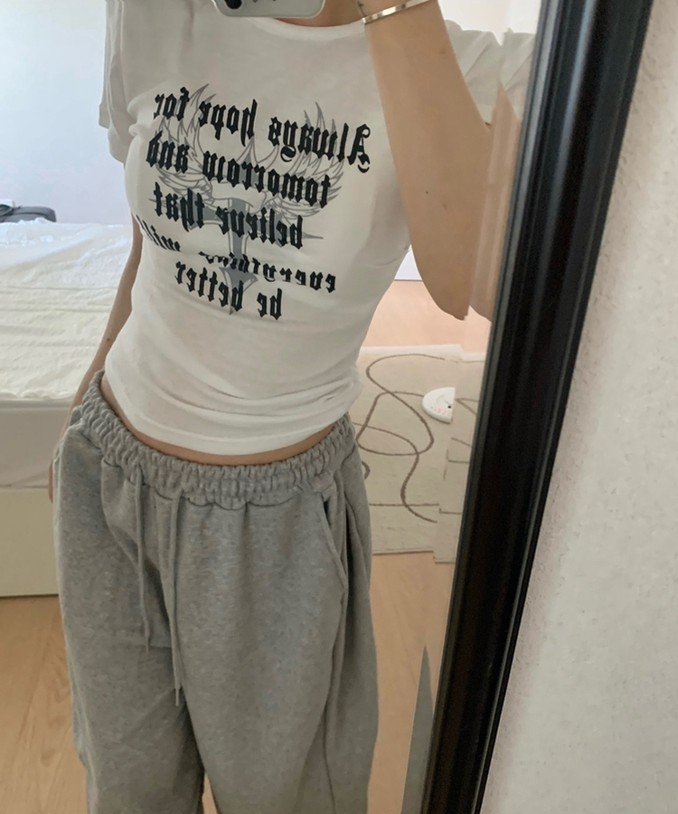 サイドシャーリングクロス半袖Tシャツ(5color) IVORY