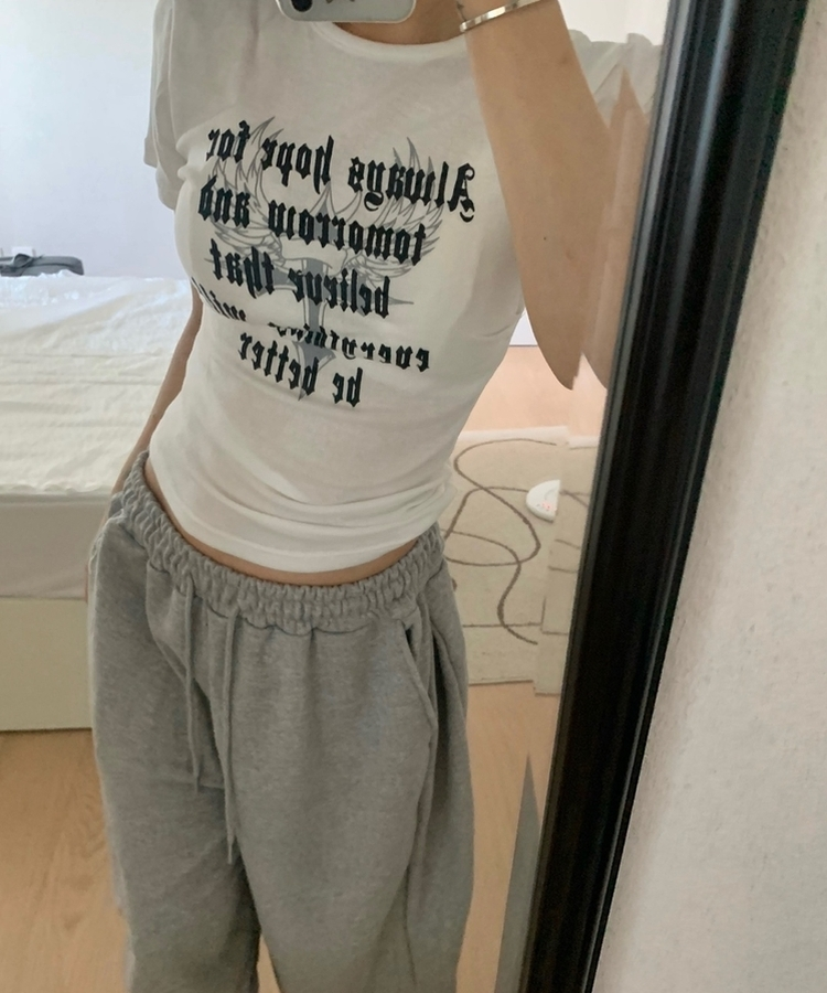 サイドシャーリングクロス半袖Tシャツ(5color) IVORY