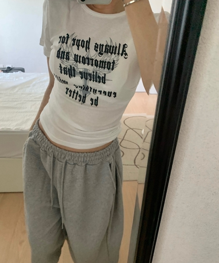 サイドシャーリングクロス半袖Tシャツ(5color) IVORY