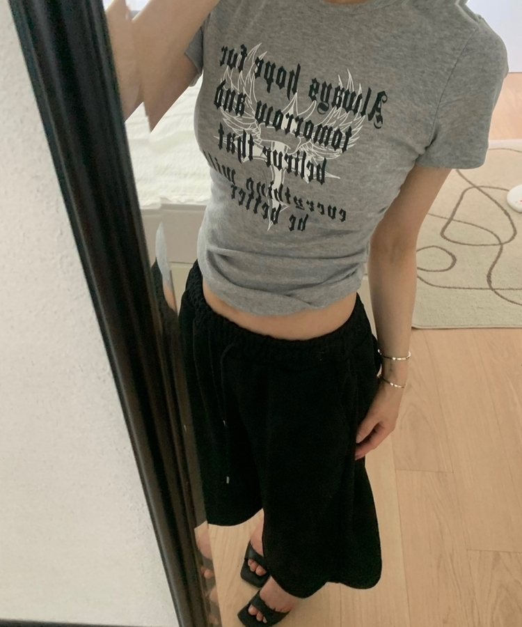 サイドシャーリングクロス半袖Tシャツ(5color) MELANGE