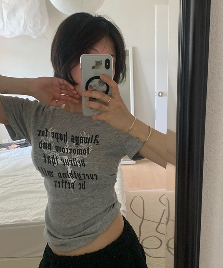 サイドシャーリングクロス半袖Tシャツ(5color) MELANGE