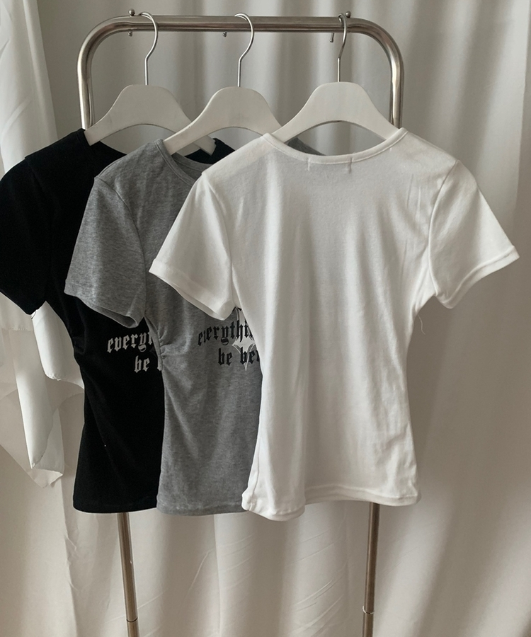 サイドシャーリングクロス半袖Tシャツ(5color)