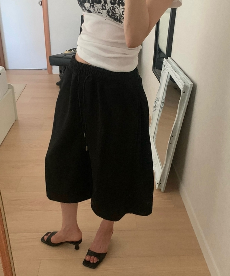バックボタンバミューダトレーニングパンツ BLACK