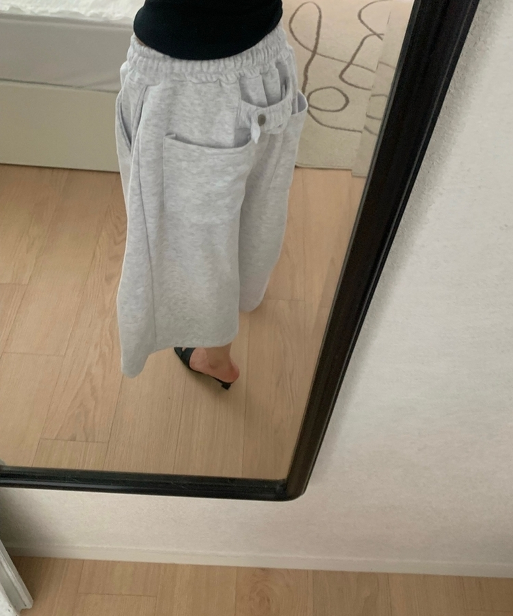 バックボタンバミューダトレーニングパンツ MELANGE WHITE