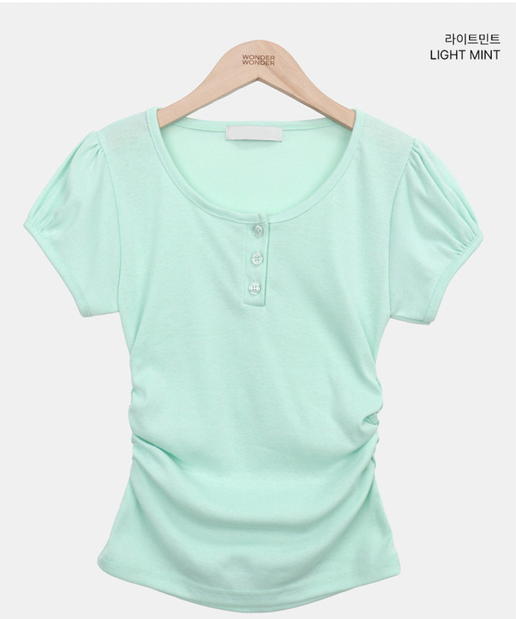 ヘンリーネックパフ半袖Tシャツ(7color)