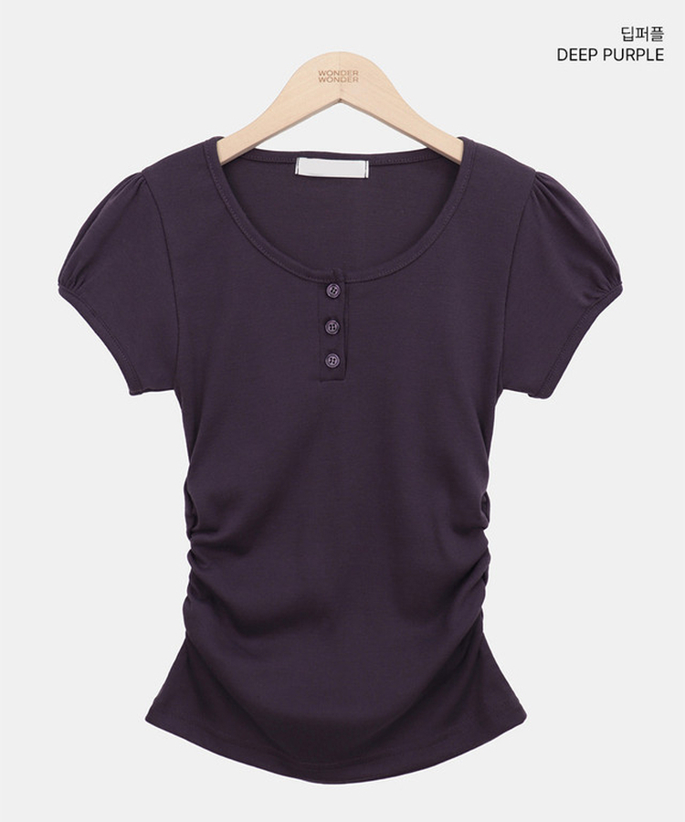 ヘンリーネックパフ半袖Tシャツ(7color)