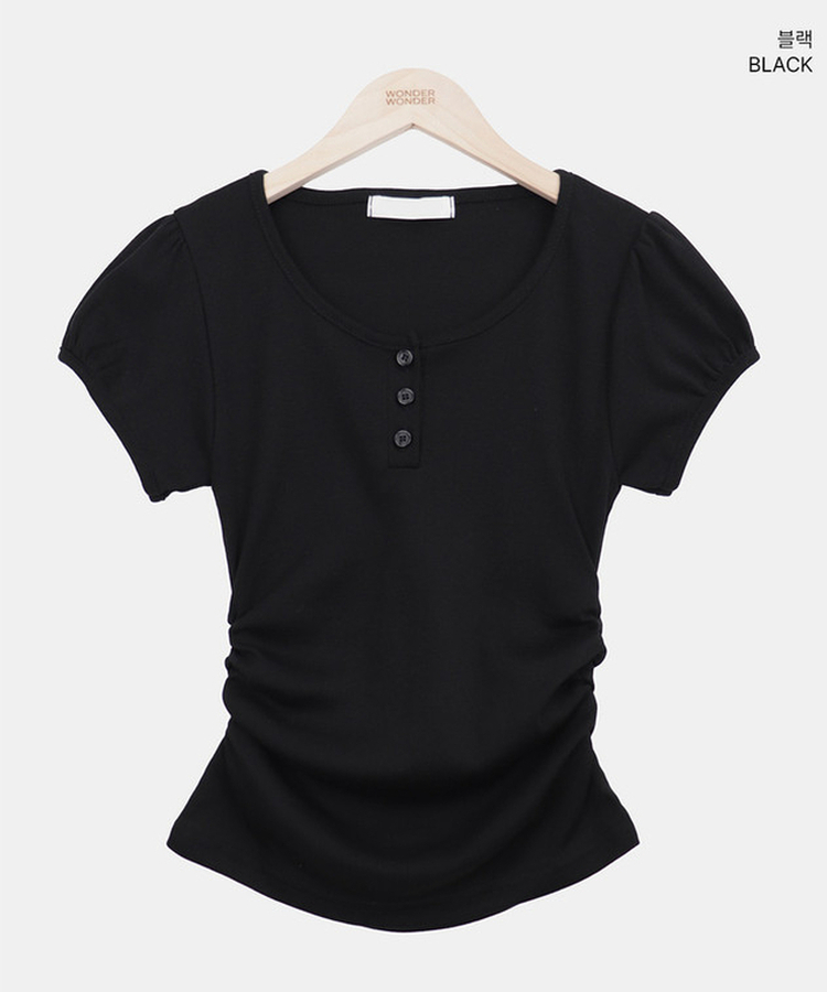 ヘンリーネックパフ半袖Tシャツ(7color)