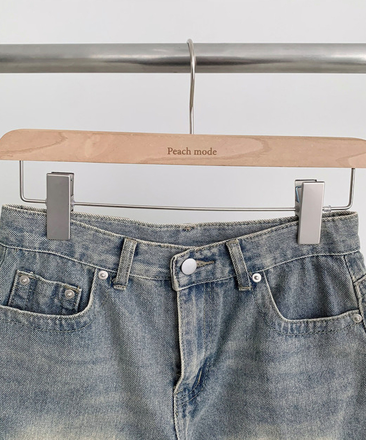 ウォッシュハイウエストデニムショートパンツ