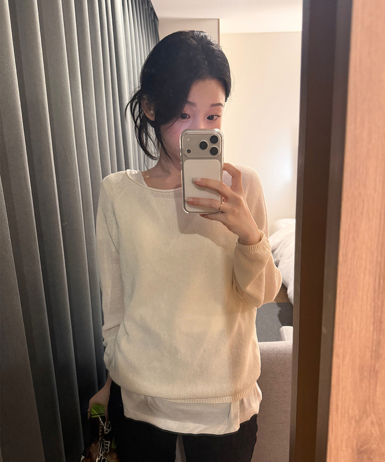ラインサマーニット BEIGE
