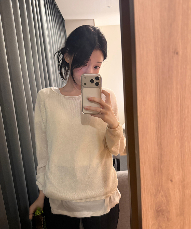 ラインサマーニット BEIGE