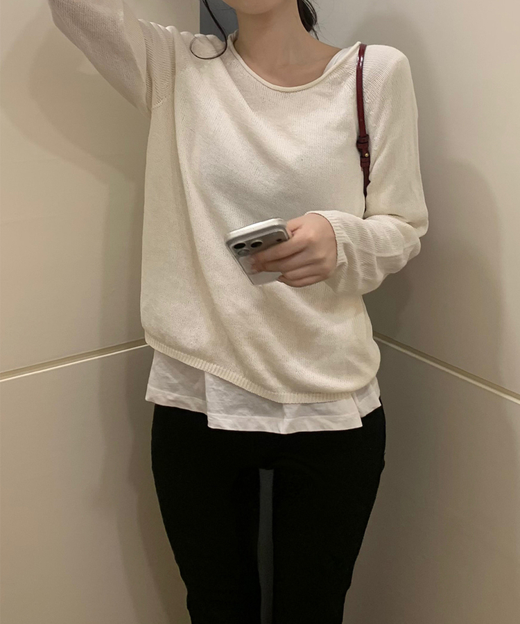 ラインサマーニット BEIGE