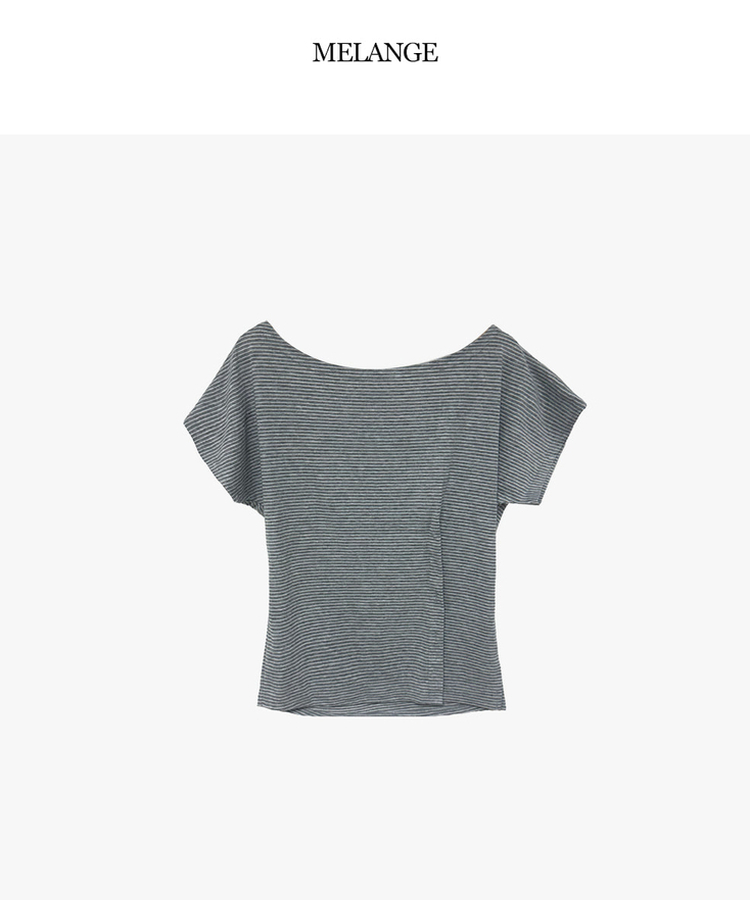 サイドボタンボーダーTシャツ