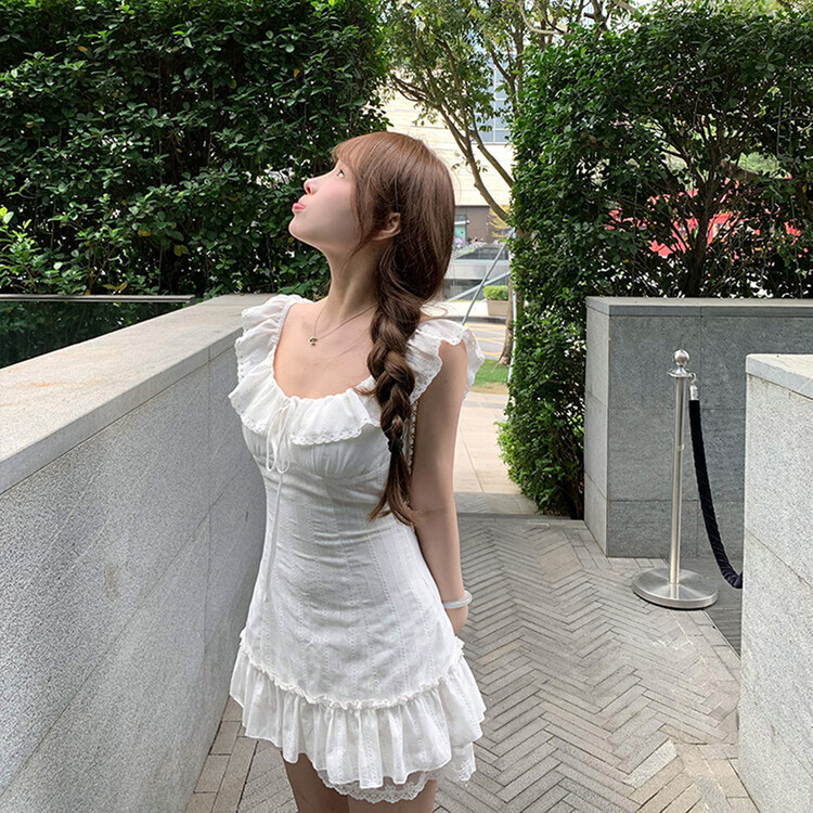 ホワイトレース スリムフィット ワンピース WHITE