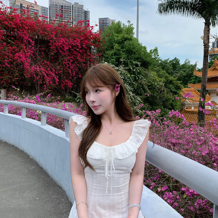 ホワイトレース スリムフィット ワンピース WHITE