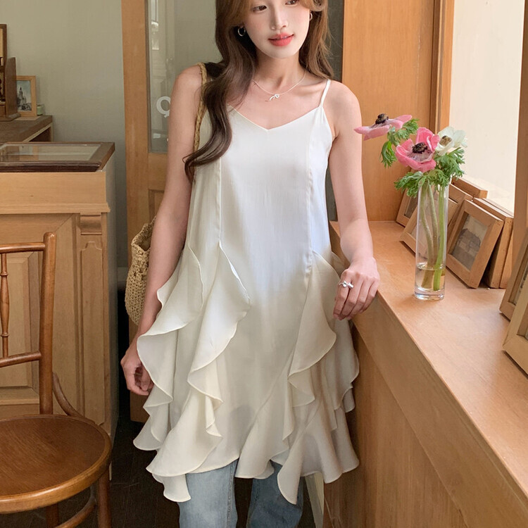 ラッフル フリル キャミワンピース IVORY
