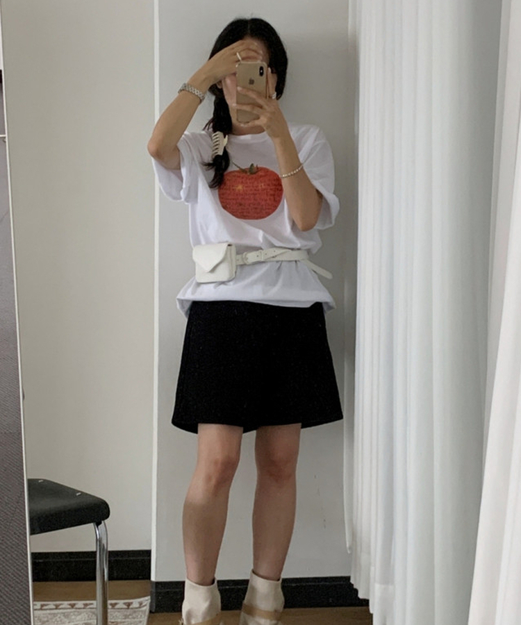 トマトプリントオーバーサイズ半袖Tシャツ WHITE