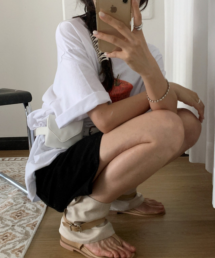 トマトプリントオーバーサイズ半袖Tシャツ WHITE