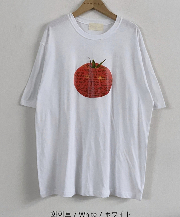 トマトプリントオーバーサイズ半袖Tシャツ