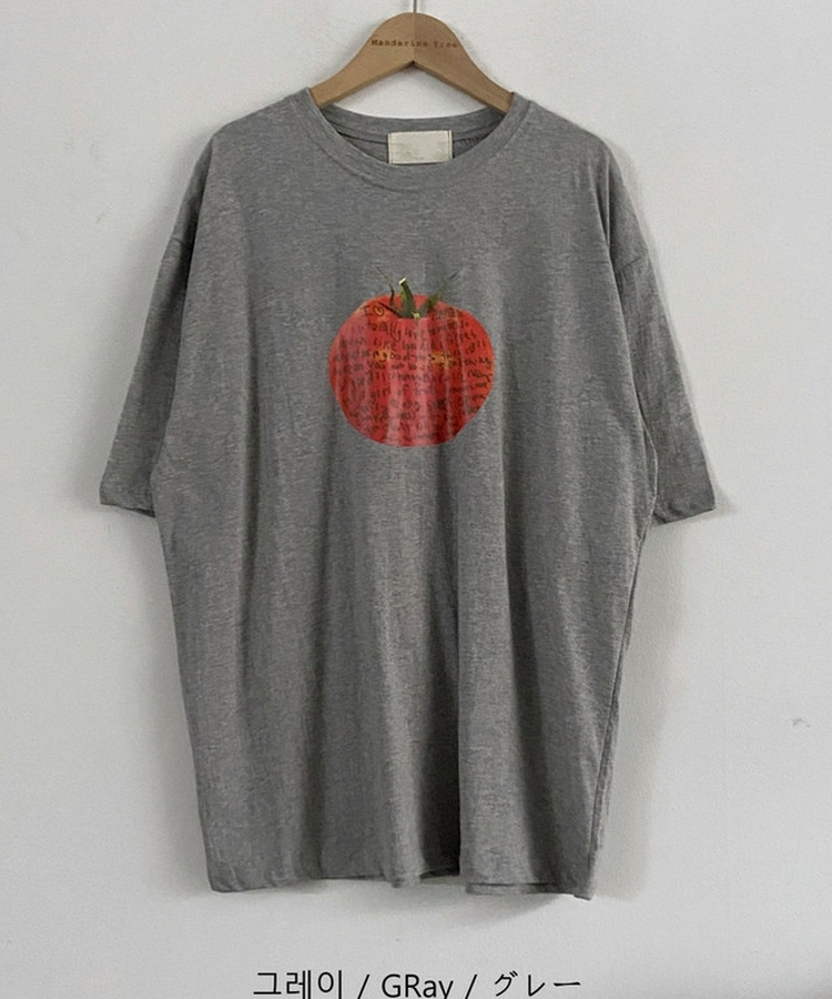 トマトプリントオーバーサイズ半袖Tシャツ