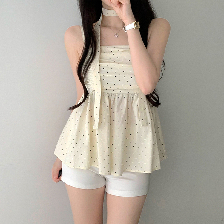 【マフラー付き】ドットキャミソールブラウス IVORY