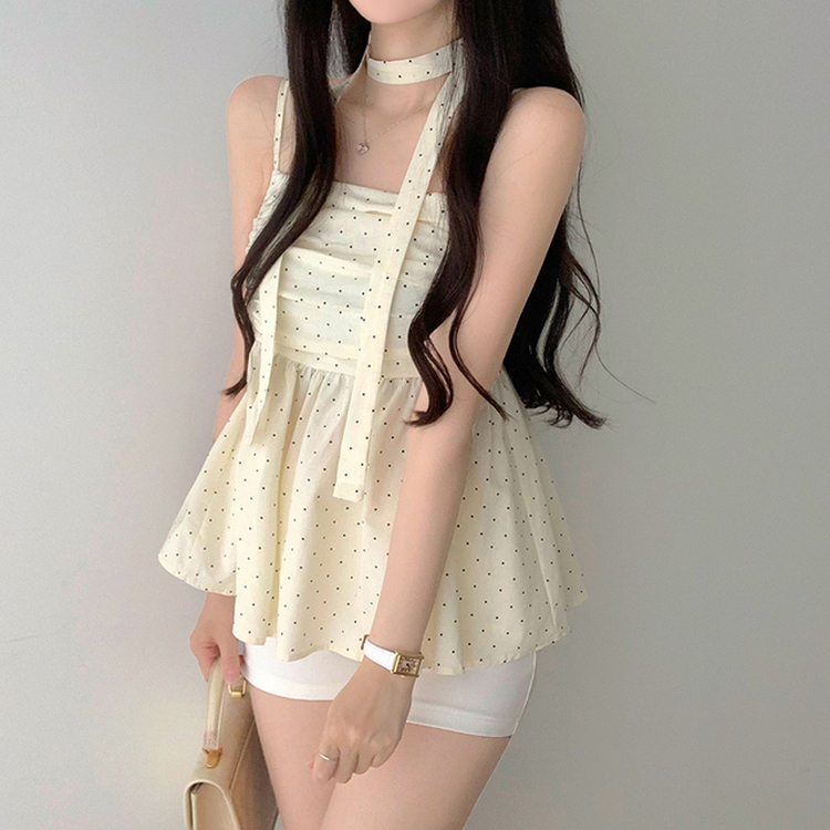 【マフラー付き】ドットキャミソールブラウス IVORY