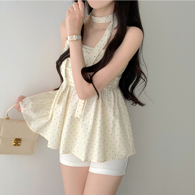 【マフラー付き】ドットキャミソールブラウス IVORY