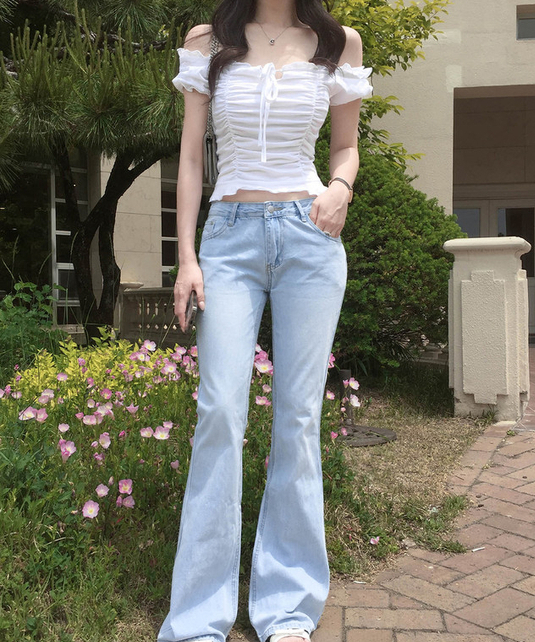 【丈別】ローライズデニムブーツカットパンツ LIGHT BLUE