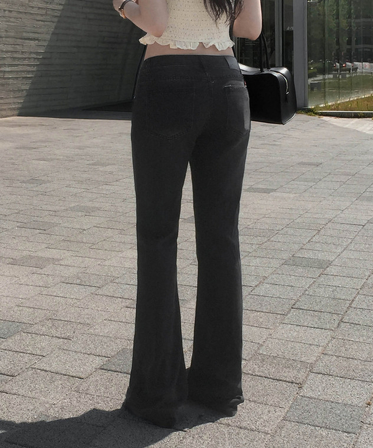 【丈別】ローライズデニムブーツカットパンツ BLACK DENIM